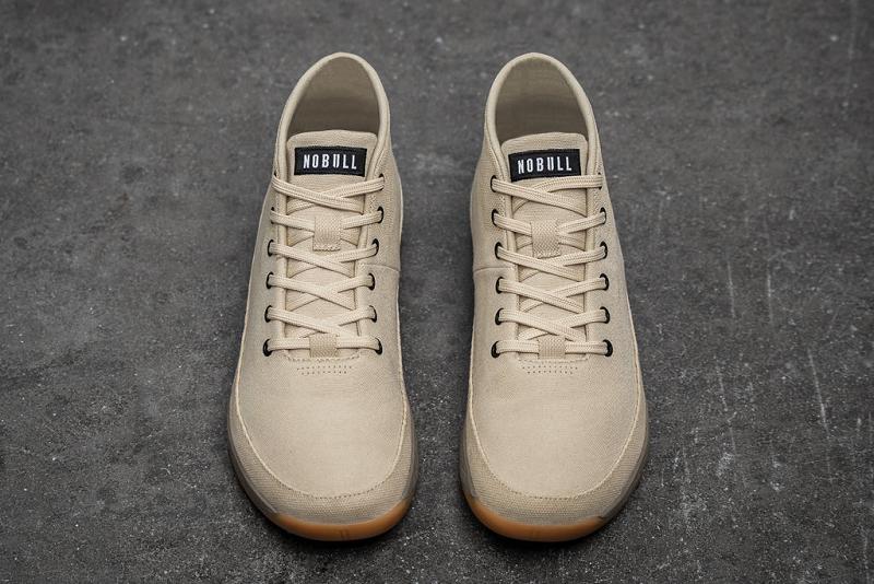 Beige Nobull Desert Canvas Mid Men's Trainers | CA R1268V